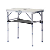 HAOYYE White with 3 Adjustable Heights Outdoor Folding Camping Table, Portable Aluminum Foldable Patio Side Table, Lightweight and Durable Design with Carry Handle for Hiking, Picnic, BBQ, Beach, Indoor or Outdoor Use
